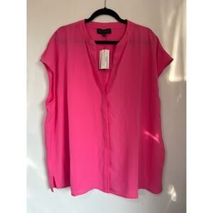 Eloquii Notch Collar Blouse plus size women’s 20 - hot pink - READ